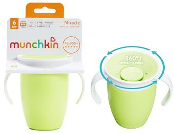 Munchkin 2 Pack Miracle 360 Baby Sippy Cup |LeakProof | 207ml | 6m+ | Green