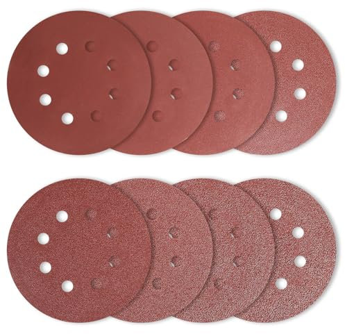 40 Pcs Discos de Lija 125mm, Lijas para Lijadora, Papeles de Lija, Papel Abrasivos con Gancho y Bucle, Discos de Pulir para Lijadora Orbital Aleatoria, Grano 40 60 80 100 120 180 240 320