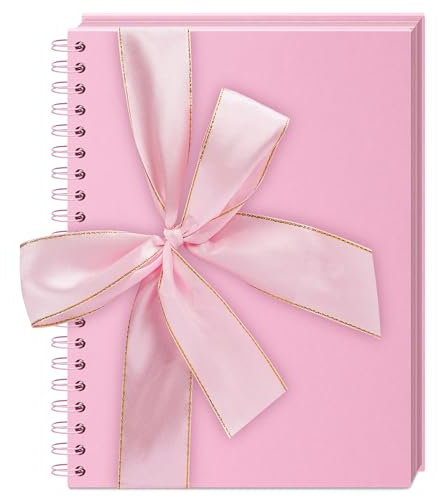 Vienrose Scrapbook Fotoalbum zum Selbstgestalten und Einkleben mit 40 Seiten, Hardcover Kraftpapier, DIY Scrapbook für Hochzeit, Geburtstag, 28 x 20,5 cm, Rosa