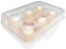 Egg Holder Storage, Egg Boxes, Portable Egg Tray with Lid, Stackable Egg Storage with Safety Buckle, 6 Grid Egg Container, Clear White