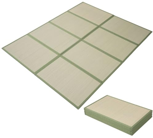 EMOOR Japanese Tatami Mat King (Queen) Natural Rush Grass (Undyed), Foldable Igusa Mattress Floor Sleeping Japanese Futon Mattress Meditation Yoga Zen