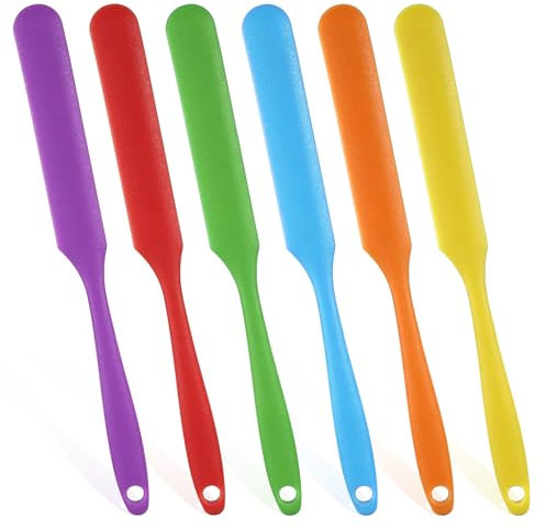 6 Stück Spatel Küche, Teigschaber, Silikon Spatel,Backspatel mit Langem Griff, Küchengadget Praktisch, Rührschaber für Kochen, Backen zur Verwendung In Gläsern Usw (6 Farben)