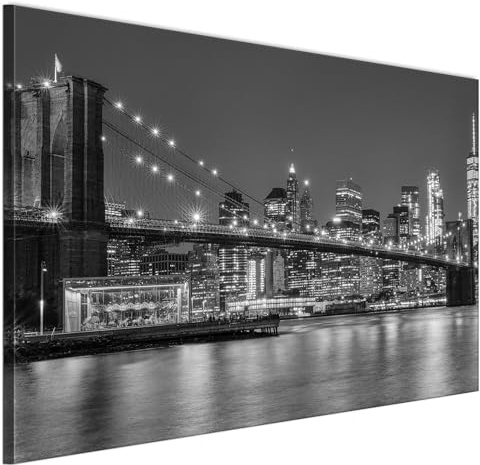 LUMASOUL Quadri Moderni Soggiorno - Quadri Camera da Letto Motivo Città - Poster da parete con cornice in legno e telaio - Stampe da Parete 120x80 cm Motivo Architettonico - Nero - Bianco