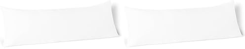 Amazon Basics Oreiller de Corps Long, Coussin en Microfibre Hypoallergénique pour Grossesse et Maternité, Dormeur sur Le Côté, Soutien du Dos et du Cou, 50 x 135 cm, Blanc (Lot de 2)