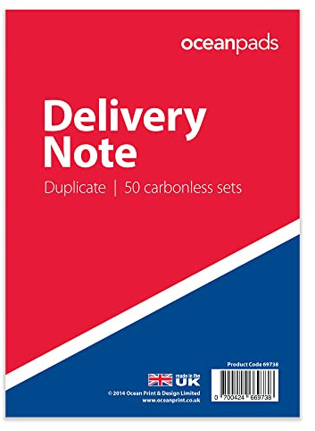 Delivery Note Book A5 – 148 x 210mm – 2-Part Duplicate NCR Carbonless – 50 Sets – Ocean Pads (69738)