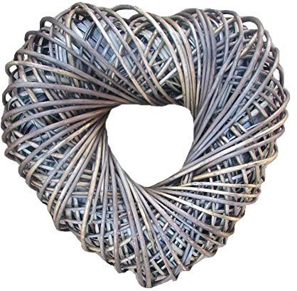 Large Antique Wash Willow Heart Shaped Wreath 50cm Wide