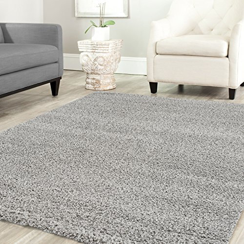 Shaggy Teppich Farbe Hochflor Langflor Teppiche Modern Uni Farben, Farbe:Grau, Maße:300x400 cm