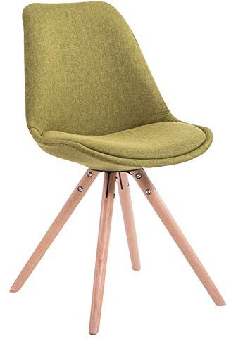Silla de Visita Toulouse Rund en Tela I Silla Comedor con Respaldo I Silla de Espera con Base de Madera I Butaca de Salón Nórdica I Color:, Color:Verde Claro, Color del Marco:Natura