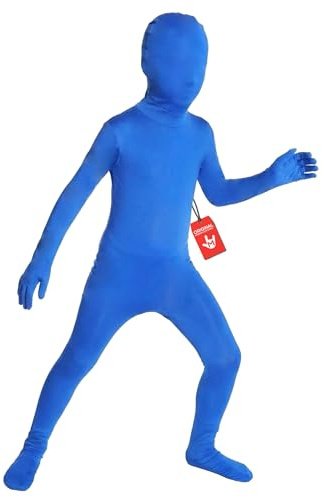 Morphsuits blå helkroppsdräkt för barn, rolig karnevaldräkt pojkar flickor – S (91–104 cm)