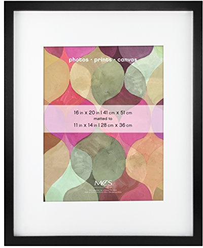 MCS 16x20 Inch Art Frame with 11x14 Inch Mat Opening, Black (47565)