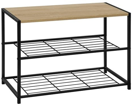 WOLTU Schuhregal mit 2 Ebenen, Schuhständer Metall, Schuhaufbewahrung platzsparend, Schuhorganizer für 6 Paar, Flur Wohnzimmer, 63x43x30 cm, schwarz