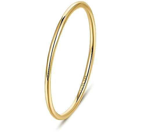 NOKMIT 1PC 1mm 14K Gold Filled Rings for Women Thin Gold Ring Dainty Cute Stacking Stackable Thumb Pinky Band Non Tarnish Comfort Fit Size 4 to 11 (6)