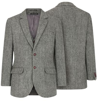 WALKER AND HAWKES - Blazer Harris Tweed Blakemore da Uomo - Grigio Acciaio - EU 50 (UK 40)