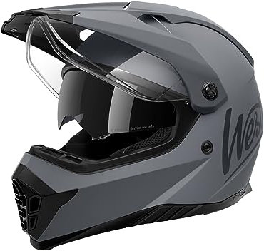 Westt Casco Motocross Integrale - Casco Integrale Enduro Uomo Donna Certificato ECE DOT - Casco Moto Adulti Casco Cross Grigio L (59-60cm)