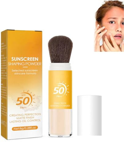 BAInuai Polvere di fissazione solare minerale, mineral Sunscreen Setting Powder, Sun Protection Powder Foundation SPF 50, trucco in polvere con protezione solare, finitura opaca naturale