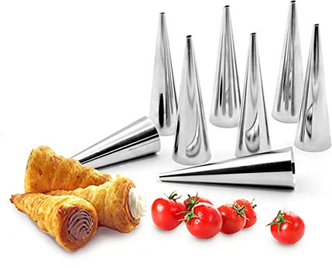 VINTORKY 16pcs Stainless Steel Croissant Mold and Cannoli Form Small Size 8.8x2x2cm Cylindrical Shaped Baking Tools for Pastry Cream Horns and Baking Accessories