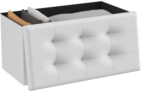 T-LOVENDO.ES Puff o Banco de almacenaje Plegable- Taburete Reposapiés Otomana- Baúl de Almacenamiento para Cama- Dormitorio- salón-Comedor- Recibidor- 38x76x38cm. Soporta 300kg.