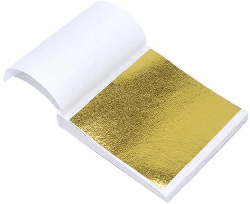 EORPAVU Blattgold,Blattgold zum Basteln, Basteln mit Goldfolie, Basteln mit Goldpapier, Goldfolienmetall, Basteln mit Goldfolie (100 Blatt)