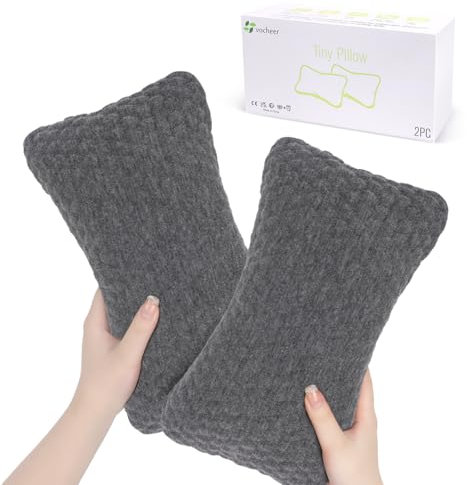 vocheer Almohadas pequeñas para dormir, mini almohada de viaje de 11 x 7 pulgadas, almohadas pequeñas para cuello, muñeca, lumbar y rodilla, almohada para mascotas, algodón, lavable a máquina, gris