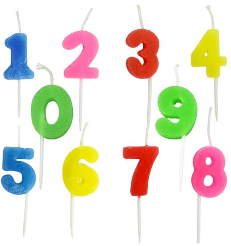 Festa Centro Compleanno Numerale Candele Torta,Set Candeline Compleanno Numeri 0-9. Candeline Torta 10 Pezzi Colorate - Feste Celebra con Stile!