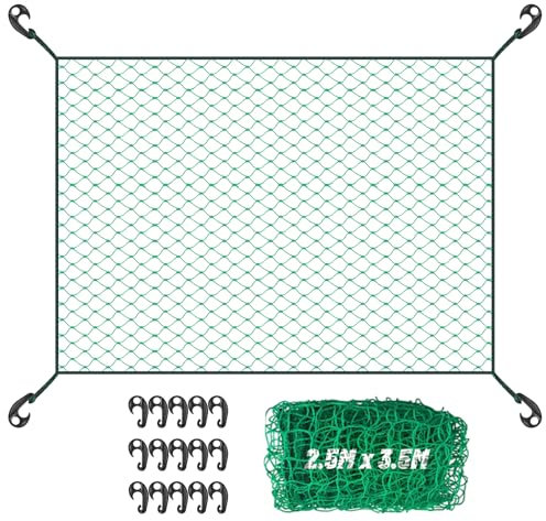 YedZen Cargo Net, 2.5x3.5m Bungee Trailer Net with 15 Hooks, Safety Net Cargo Net for Pickup Truck Bed, Heavy Duty Mesh Anti-falling Cover for Roof Luggage, SUV, Boat Trailer, Snowmobile Loads