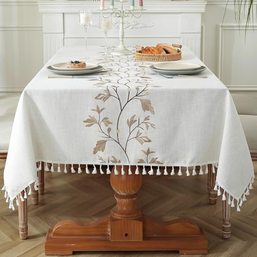 Pahajim Nappe Rectangulaire Anti Tache Coton et Lin Lavable Nappe Tissu Moderne Style pour la Extérieur, Décoration de Table de Cuisine(140x140 cm)