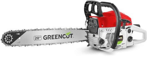 GREENCUT GS610X - Motosierra de gasolina, motor 2 tiempos 62cc 3.6cv, espada 20”, longitud corte 50.8cm, para tala y poda, antivibración (Reacondicionado)