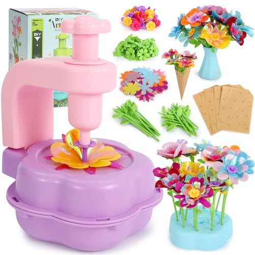 DAISRED Flower Craft Kits Toys for Kids, Arts and Crafts for Girls Ages 4-6-8, DIY Flower Making Kit for Kids, Art Craft Activity Toys, Birthday Gifts for 4 5 6 7 8 9 Year Old Girls Boys