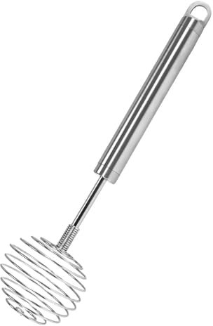 Fouet à ressort en spirale en acier inoxydable - Batteur à œufs manuel - Outil de cuisson de cuisine - Beurre d'œufs à main avec long manche