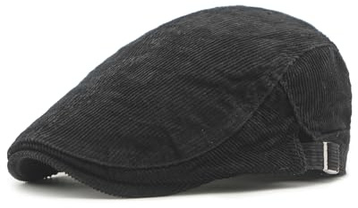 YAMEE Coppola Uomo in Velluto a Coste,Cappello retrò Unisex Regolabile,Cappello Basco Uomo Classico,Berretto Piatto Elegante per Sportivo Outdoor