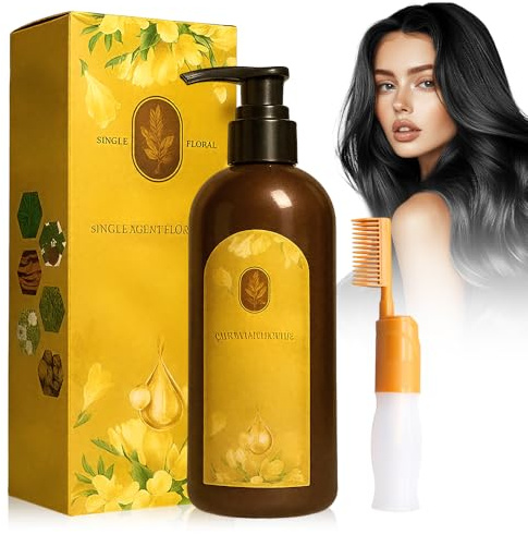 Champú Tinte Cubre Canas, 3 en 1 Hair Dye Shampoo Natural Instantáneo Champu Tinte con Peine para Teñir, Tinte para el Cabello/Champú/Acondicionador para Hombres y Mujeres (Negro)