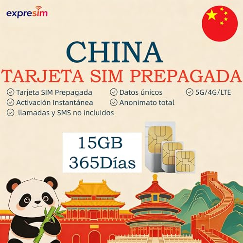Kina förbetalt SIM-kort för resor | hög hastighet 5G | Täck Kina fastlandet | 15 GB i 365 dagar | utan registrering utan åtagande | 3-i-1 SIM | Unika donees | Samtal och sms ingår ej