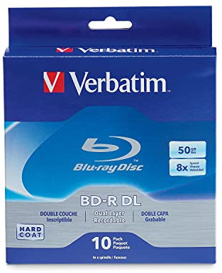 Verbatim BD-R 50GB 8X Blu-ray Recordable Media Disc Double Layer- 10 Pack Spindle - 97335