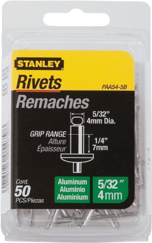 Stanley Hand Tools 50 Pack .16in. X .25in. Aluminum Grip Rivets PAA54-5B