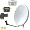 60cm HD Sat Anlage Quad LNB + 15m Koaxialkabel 135dB + Satfinder + 4 F-Stecker Digital 4 Teilnehmer Antenne Weiss UHD 4K
