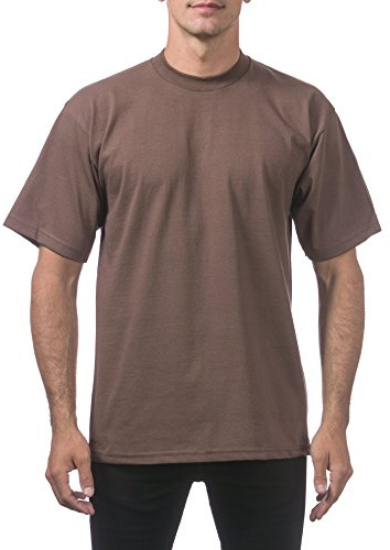 Pro Club Men's Heavyweight Cotton Short Sleeve Crew Neck T-Shirt, Brown, XXL Tall