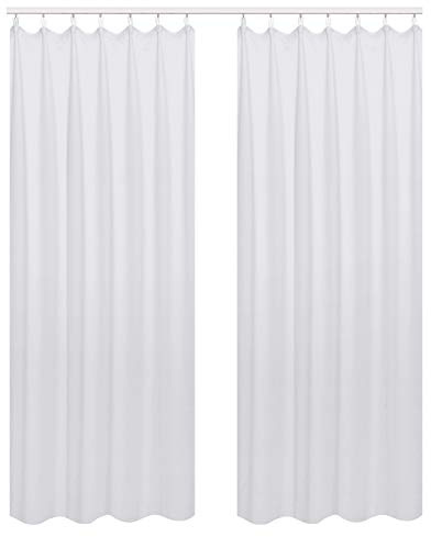 WOLTU Vorhang Blickdicht Gardinen mit Kräuselband für Schiene, 2er Set Leichte & weiche Verdunklungsvorhänge wärmeisolierend Thermovorhang Kälteschutz für Wohnzimmer Schlafzimmer, 135x225cm, Grau Weiß