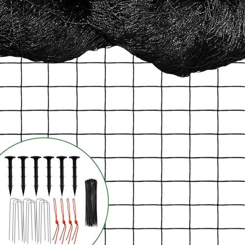 Bird Net - 50' x 50' Garden Netting with 2.4 Square Mesh Protect Fruit Tree, Plant & Vegetables from Poultry, Deer and Pests, Heavy Duty Tree Net for Garden, Farm, Orchard, etc.