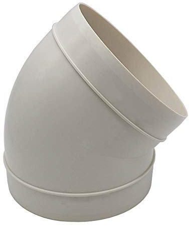 Kair 45 Degree Elbow Bend 150mm - 6 inch Round Plastic Ducting Joint to Connect Round Duct Pipe or Flexible Hose