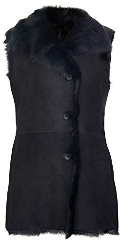 Infinity Leather Chaleco Abotonado Elegante de Piel de Oveja de Toscana de Ante Negro L