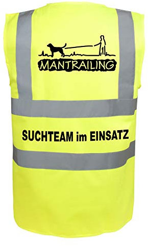Mantrailing Warnweste Hundesport Sicherheitsweste Suchteam im Einsatz (Motiv 2) (XXXL, Neongelb)