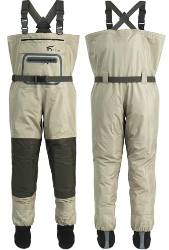 8 Fans Chest Wader for Men&Women, Stockingfoot Waders - 3 Ply Waterproof Breathable for Fly Fishing,Hunting, Kayaking (Khaki, Medium)