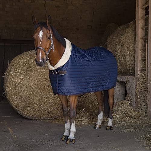 Stalldecke mit synthetischem Lammfellfutter Teddy EquiTheme Marineblau 145cm