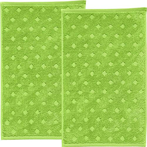Erwin Müller Walk-Frottier Gästetuch 2er-Pack Baden Baden apfelgrün Größe 30x50 cm - extra saugstark, schnell trocknend, samtweich, mit Schlaufe