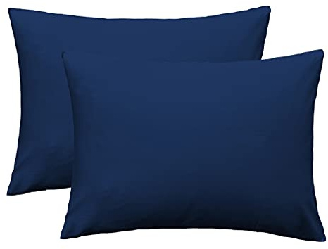 iMaylex Soft 100% Egyptian Cotton Zipper Pillow Case, Cozy and Lightweight Pillowcase, Set of 2, Navy Blue, Standard, 20 x 26