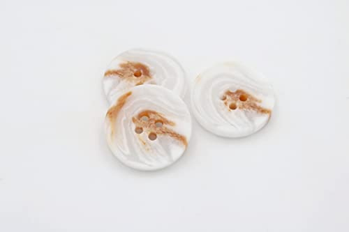 Resin Button 20PCS 4Holes Sewing Craft Round Shape for Clothes Blazer Blouse (25mm, White)