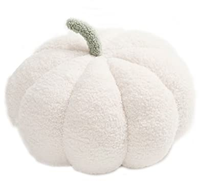 SZETOSY Cuscino decorativo a forma di zucca per divano, decorazione per la casa, illustrazione di Kingdergarden, Halloween, cuscino decorativo da 28 cm, colore bianco