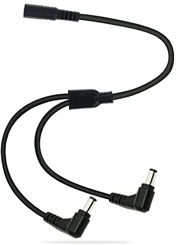 GINTOOYUN DC-Splitterkabel 1 Buchse auf 2 rechtwinklige Stecker, 12 V DC 5,5 mm x 2,1 mm Y-Splitter-Adapter Buchse auf 90-Grad-Stecker Verlängerungskabel 0,7 m (1 zu 2 rechtwinkliger Weg)