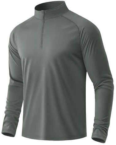 MAGCOMSEN Mens Sun Protection Tops 1/4 Zip Long Sleeve Tshirt Dark Grey,M