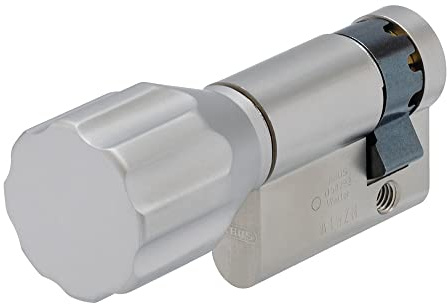 ABUS Medio cilindro 10/K60 - Medio cilindro con pomo redondo para bloqueo sin llave, color plateado